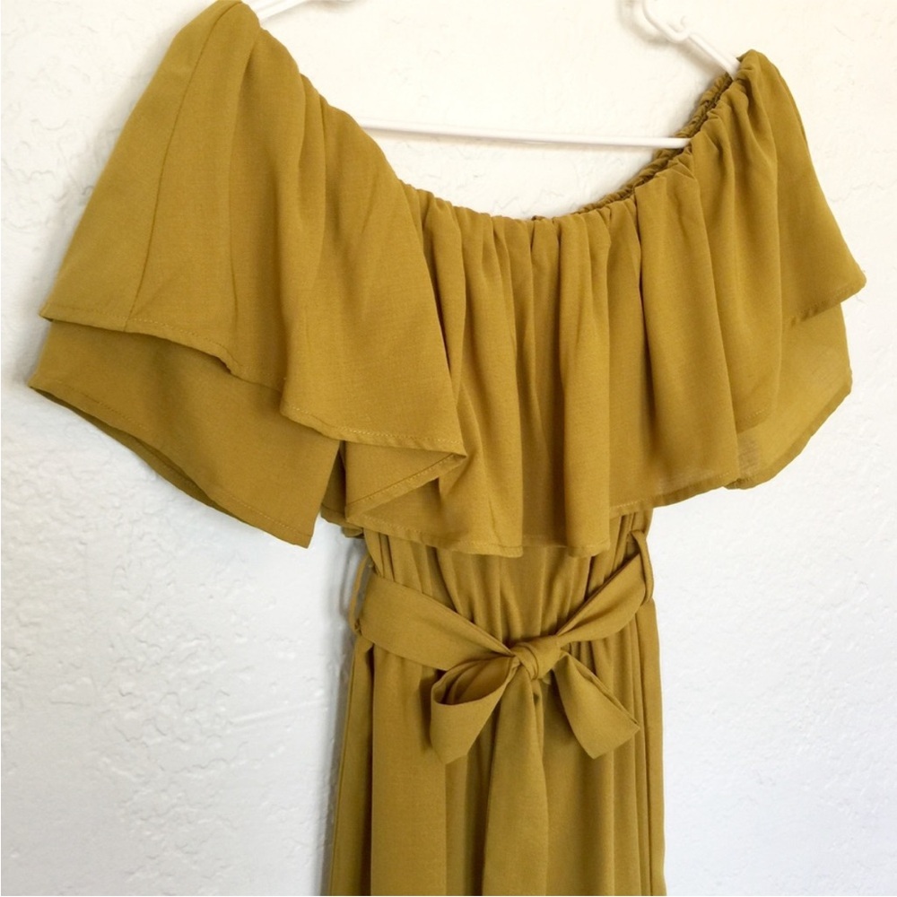 Elegant Mustard Off-Shoulder Jumpsuit